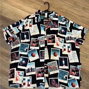 Original Use Black and Blue Casual Button Down Shirt with Photos